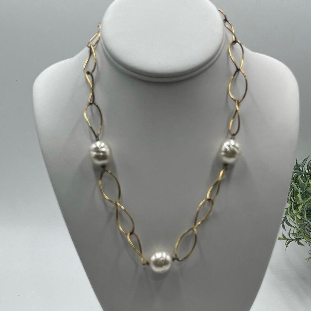 Majorica Vintage White Pearl Gold Vermeil 925 Necklace